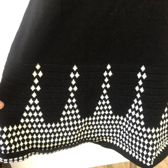 Nine West Sweater Dress Black White Boarder Hem Knit Pullover Size L 3/4 sleeve - Picture 3 of 9